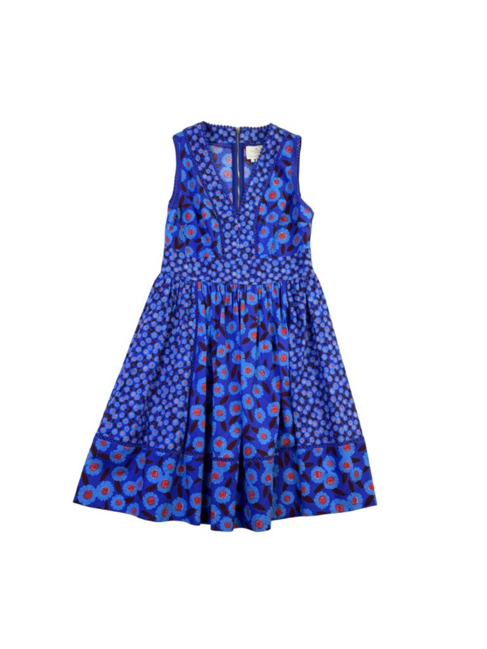 Kate Spade Women’s Blue Cotton Blend Floral Sleeveless Dress Size 10 - Picture 2 of 10
